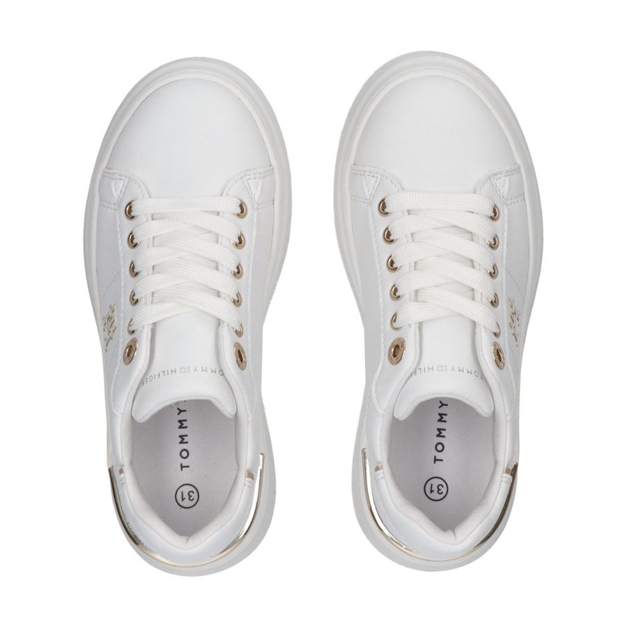 Sneakers platform con monogramma TH dorato da bambina Tommy Hilfiger | T3A9337491355100